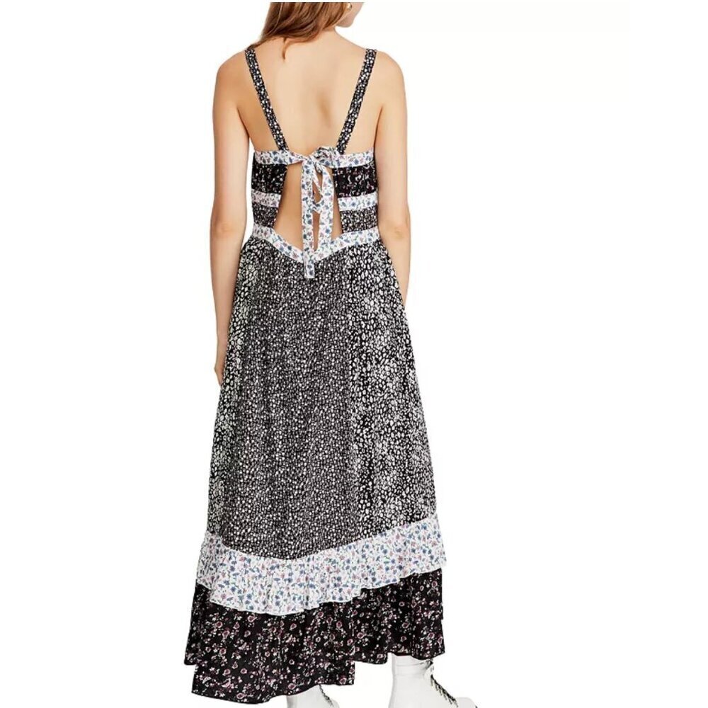 Free People Yesica Mixed Floral Maxi Dress Black Pink Size Size 4 Cottagecore - Picture 2 of 8